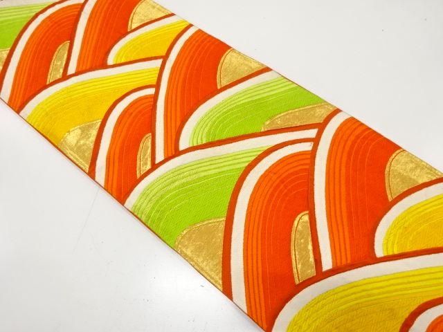 JAPANESE KIMONO / ANTIQUE FUKURO OBI / SILK / WOVEN ROUGH WAVE